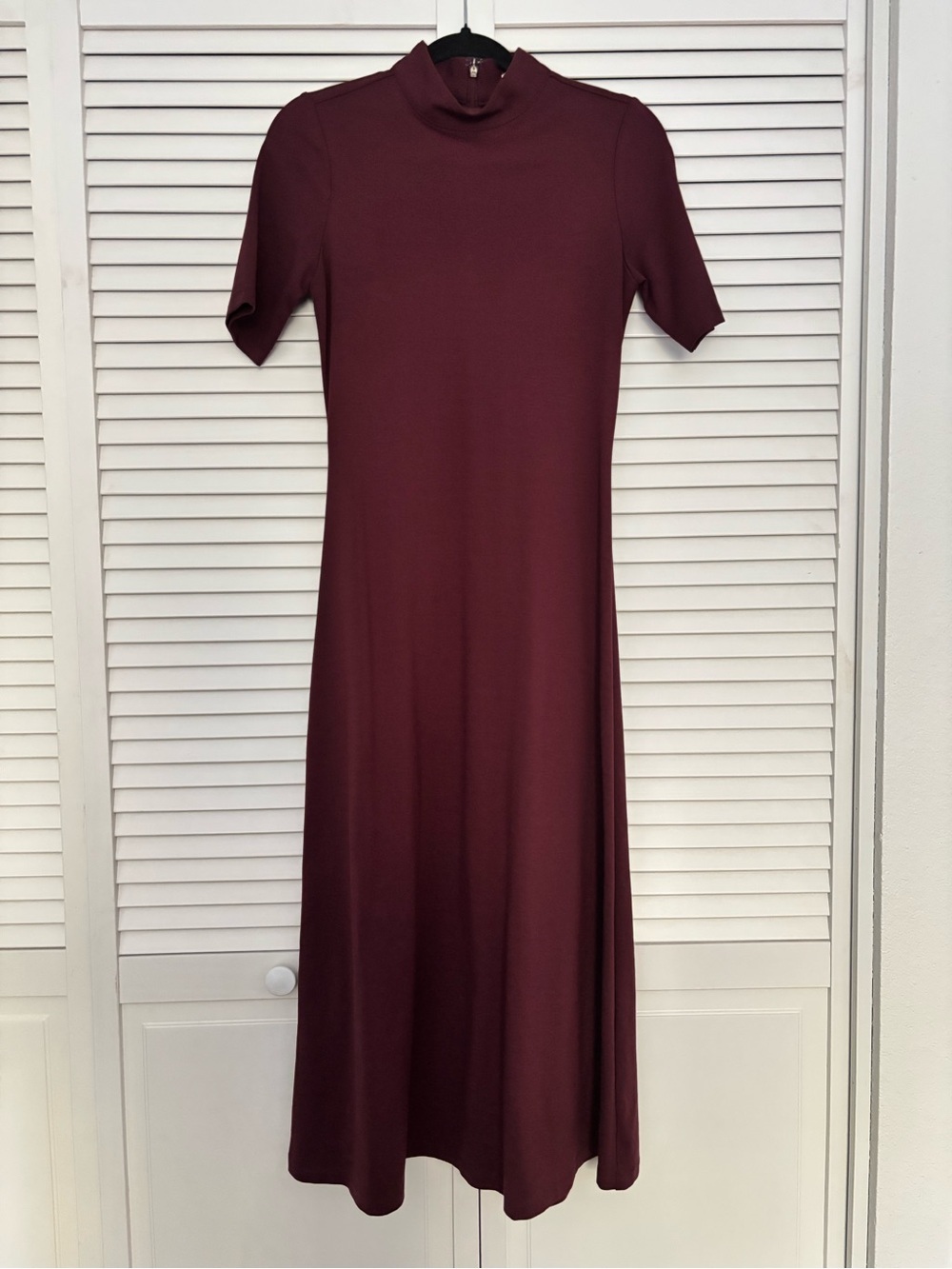Nordstrom Burgundy Mock Neck Short Sleeve Maxi Dress Size S - Picture 3 of 6